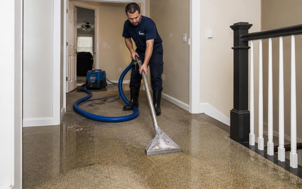 Emergency water removal equipment for wet floors in Denver